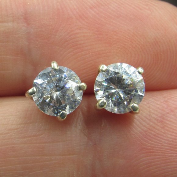 Jewelry - Sterling Rustic Cubic Zirconia Stud Earrings